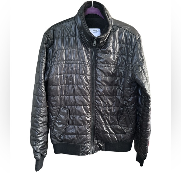 RVCA Kids XL Lined Full Zip Black Puffer Jacket - Picture 1 of 12